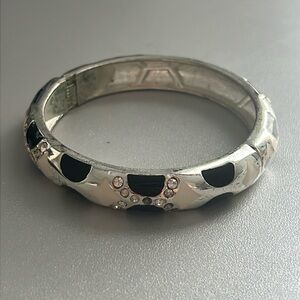 Black and Silver Chunky Bangle Bracelet